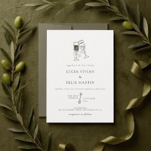 Elegant Olive wood Green Wedding Invitation