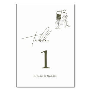 Elegant Olive wood Green Wedding Table Number