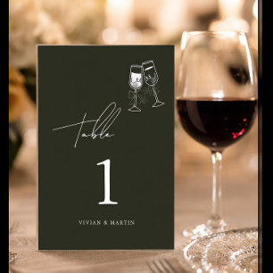 Elegant Olive wood Green Wedding Table Number