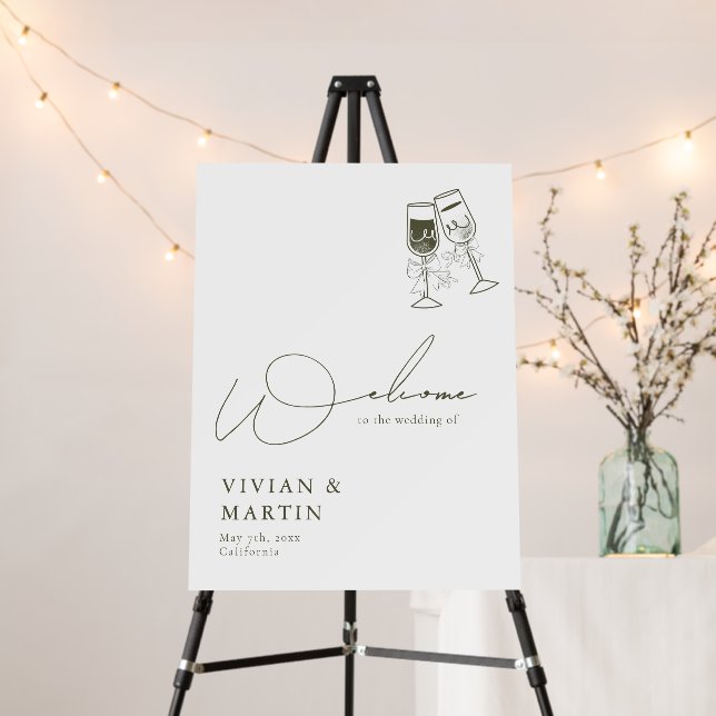 Elegant Olive wood Green Wedding Welcome Foam Board (In Situ (Stand))
