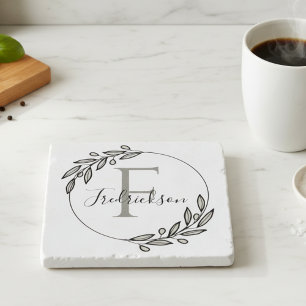 Elegant Olive Wreath Monogram Initial Trivet