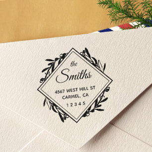 Elegant Olive Wreath Return Address Self-inking Stamp