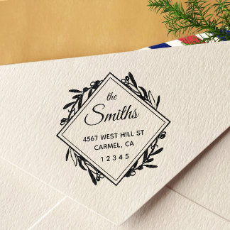 Elegant Olive Wreath Return Address Self-inking Stamp