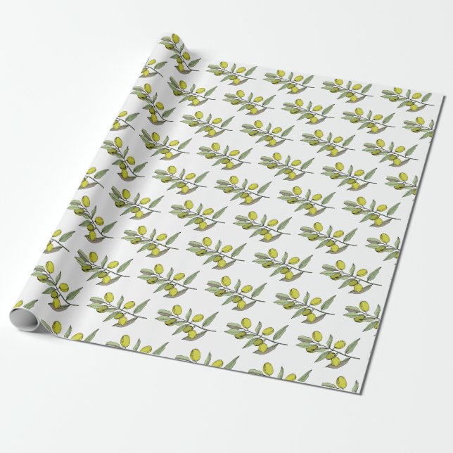 Elegant Olives Wrapping Paper (Unrolled)