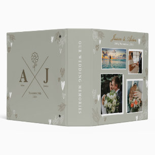 Elegant Olivine Floral 4 Photo Wedding Album  3 Ring Binder