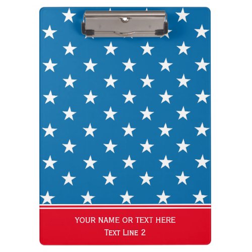 Elegant Olympian Blue and Red White Stars Pattern Clipboard