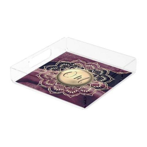 Elegant OM Mandala Marble       Acrylic Tray