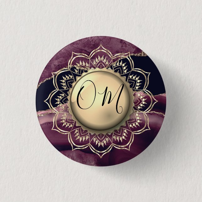 Elegant OM Mandala Marble     Button (Front)
