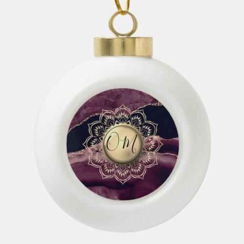 Elegant OM Mandala Marble    Ceramic Ball Christmas Ornament