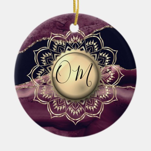 Elegant OM Mandala Marble   Ceramic Ornament