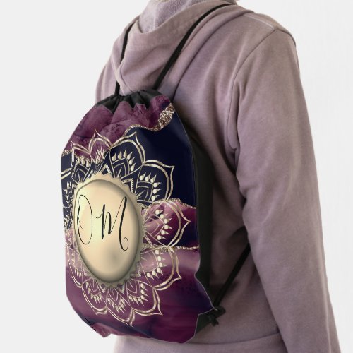 Elegant OM Mandala Marble  Drawstring Bag