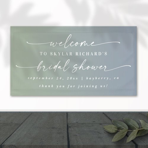 Elegant Ombre Blue  Green Bridal Shower Welcome Banner