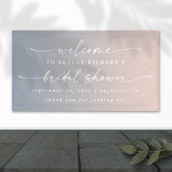 Elegant Ombre Blue & Pink Bridal Shower Welcome Banner by GraphicBrat at Zazzle
