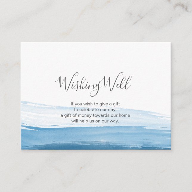 Elegant ombre Blue watercolor Wishing Well card (Front)