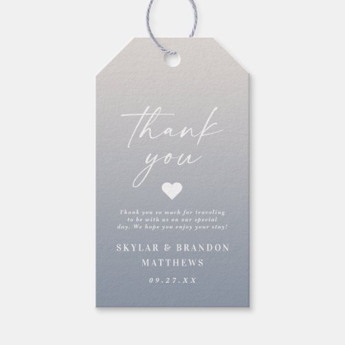 Elegant Ombre Dusty Blue  Ivory Wedding Thank You Gift Tags