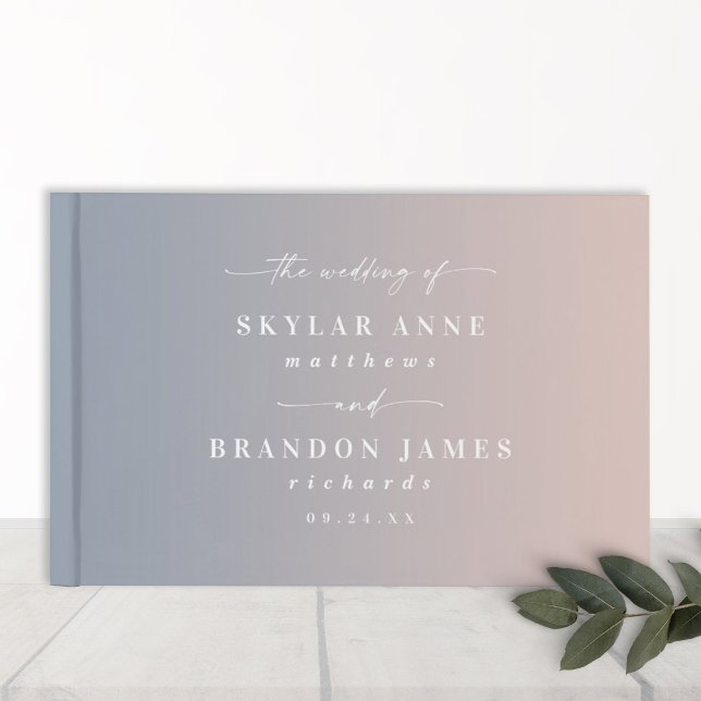 Elegant Ombre Dusty Blue & Light Pink Wedding Guest Book (Creator Uploaded)