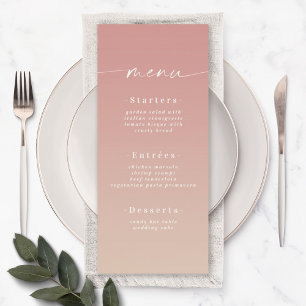 Elegant Ombre Dusty Rose Pink & Champagne Wedding Menu