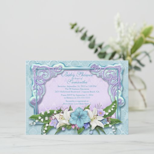 Elegant Ombre Floral Blue Baby Shower Invitation Zazzle