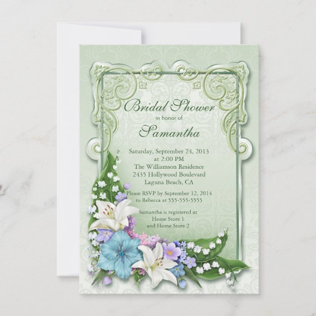 Elegant Ombre Floral Bridal Shower Invitation (Front)