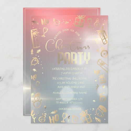 Elegant Ombre Gold Company Christmas Party Invitation