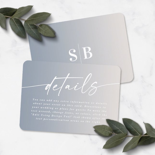 Elegant Ombre Ivory & Dusty Blue Wedding Details Enclosure Card (Creator Uploaded)