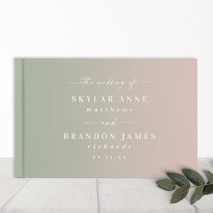 Elegant Ombre Light Green & Blush Pink Wedding Guest Book