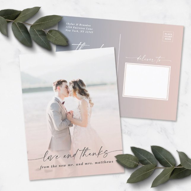 Elegant Ombre Light Pink Wedding Photo Overlay Postcard (Creator Uploaded)