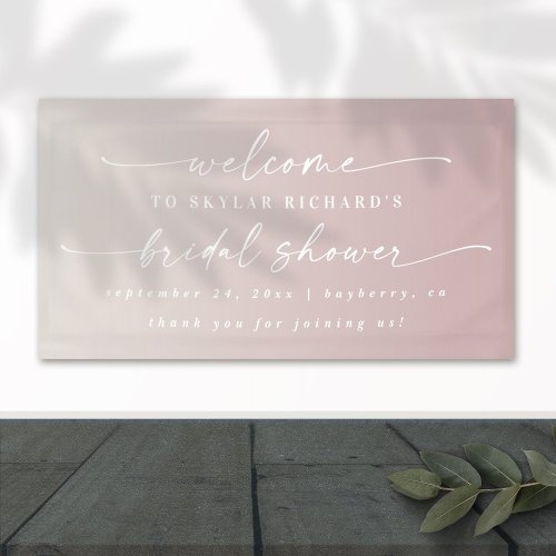 Elegant Ombre Mauve  Ivory Bridal Shower Welcome Banner