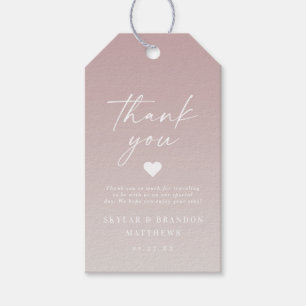 Elegant Ombre Mauve & Off-White Wedding Thank You Gift Tags
