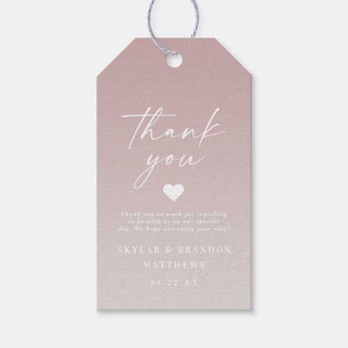 Elegant Ombre Mauve  Off_White Wedding Thank You Gift Tags