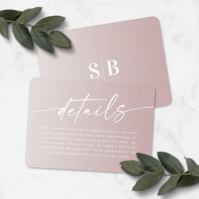 Elegant Ombre Off-White & Mauve Wedding Details Enclosure Card (Creator Uploaded)
