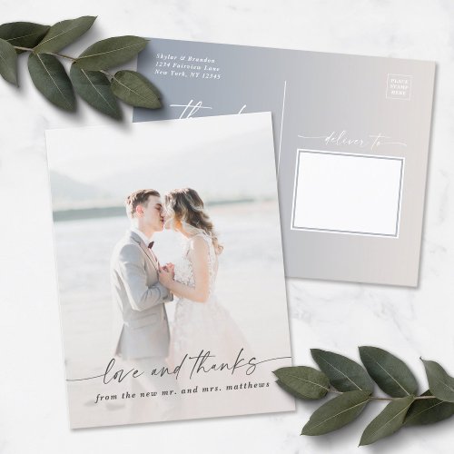 Elegant Ombre Off_White Wedding Photo Overlay Postcard