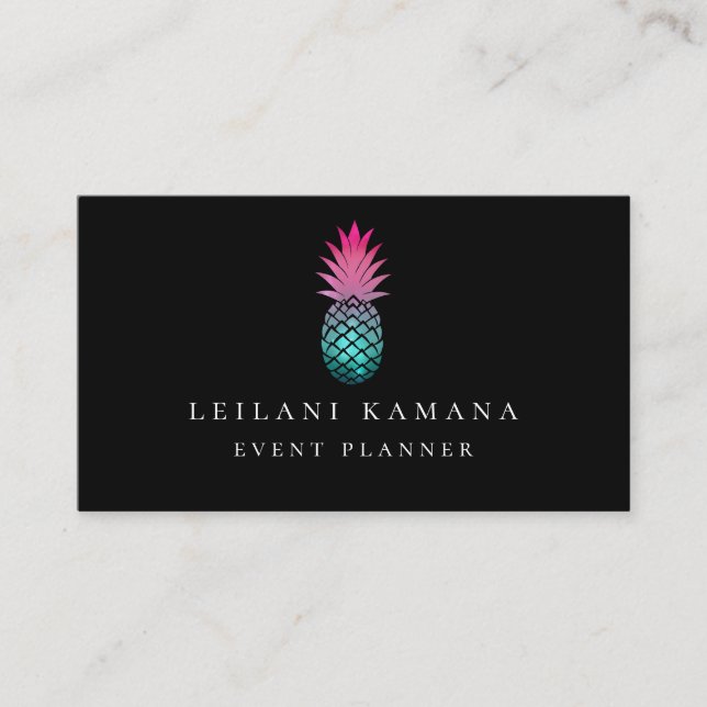 Elegant Ombre Pineapple Business Card (Front)