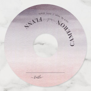 Elegant Ombre Plum Watercolor Wedding Place Card Wine Glass Tag