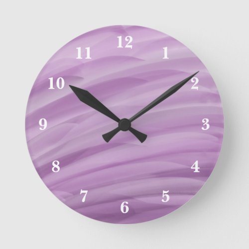 Elegant Ombre Purple Waves Decorative Round Clock
