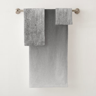 Elegant Ombre Silver Glittery Bath Towel Set