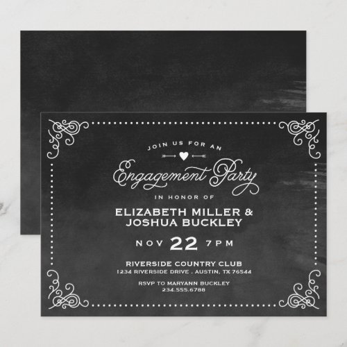 Elegant Ombre Vintage Script Engagement Party Personalized Announcements