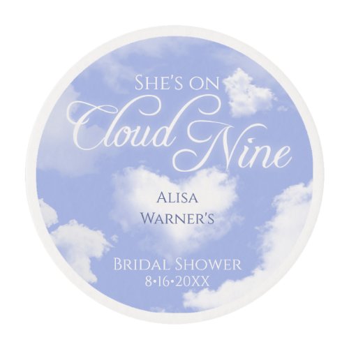 Elegant On Cloud Nine Bridal Shower Personalized Edible Frosting Rounds
