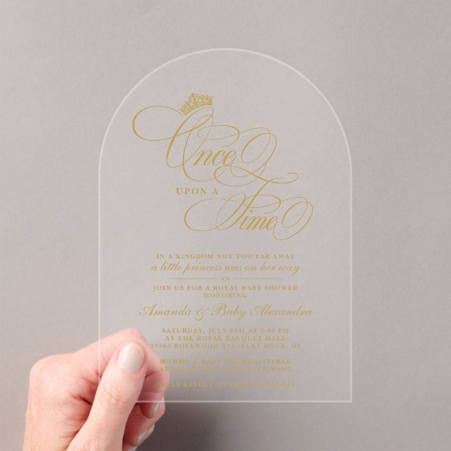 Elegant Once Upon A Time Princess Baby Shower Acrylic Invitations (Insitu (Handheld))