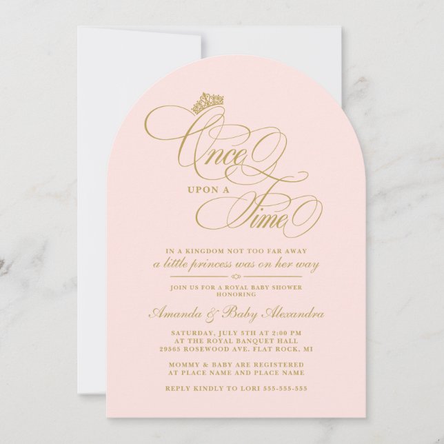 Elegant Once Upon A Time Princess Baby Shower Invitation (Front)