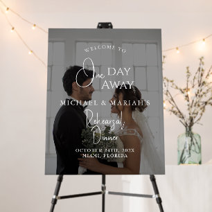 Elegant One Day Away Rehearsal Dinner Photo Foam Board