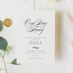 Elegant One Day Away Wedding Rehearsal Dinner Invitation