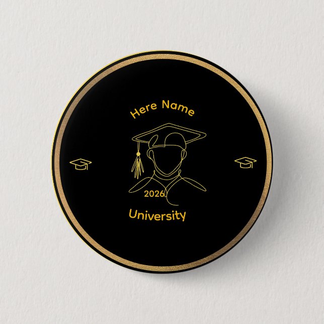 Elegant One Line Art Graduate Button (Front)