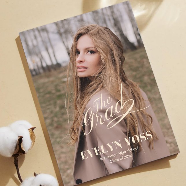 Elegant One Photo Graduation Announcement Card (Creator Uploaded)
