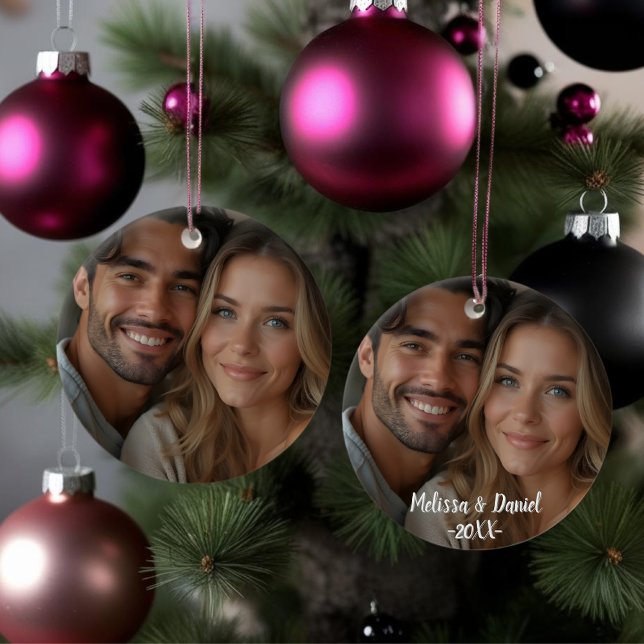 Elegant One photo Love Valentine's  Ceramic Ornament (Elegant One photo Love Valentine's Ceramic Ornament)