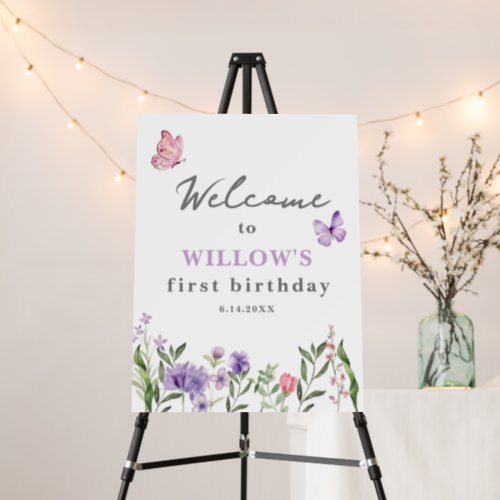 Elegant Onederful Wildflower 1st Birthday Welcome Foam Board
