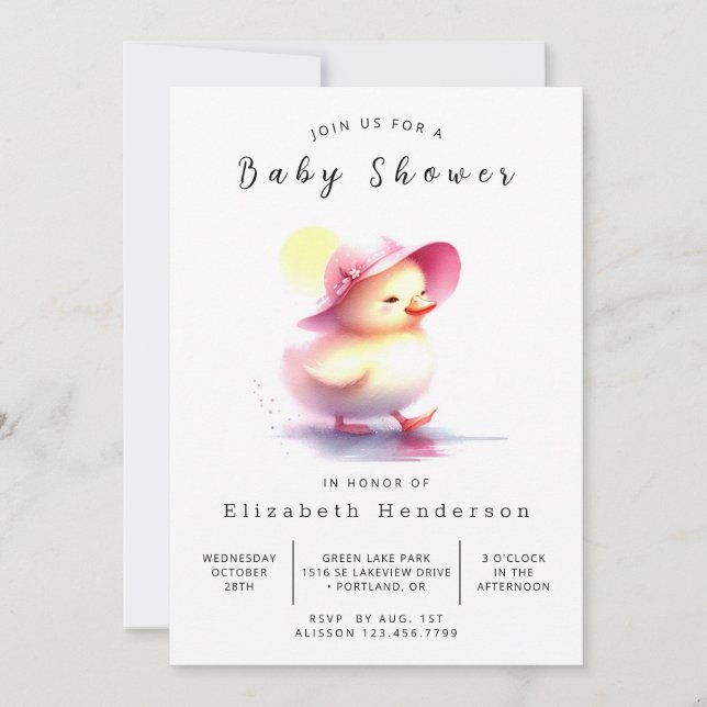 Elegant Online Duck Baby Shower  Invitation (Front)