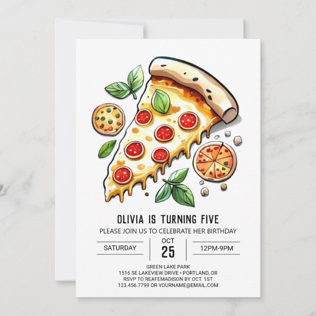 Elegant Online Pizza Birthday Invitation (Front)