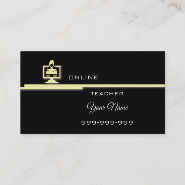 Elegant online teacher business card (Front)