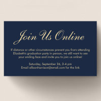 Elegant Online Virtual Blue Gold Graduation Party